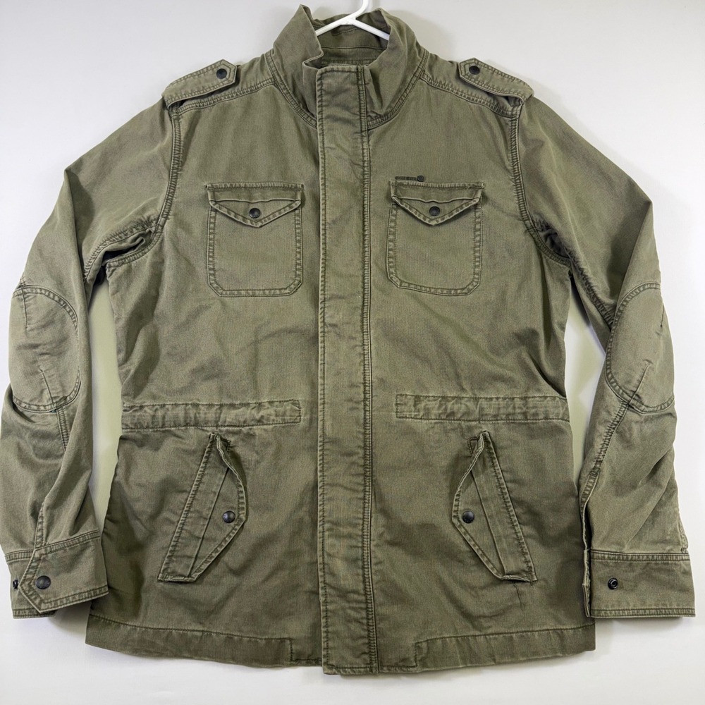 Diesel Field Jacket Mens XXL Olive Green Military Utility Cotton Canvas Coat EUC